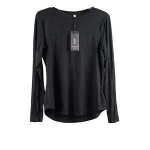Muzniuer Black Women's Long Sleeve Shirt Pullover Stretch Medium 028